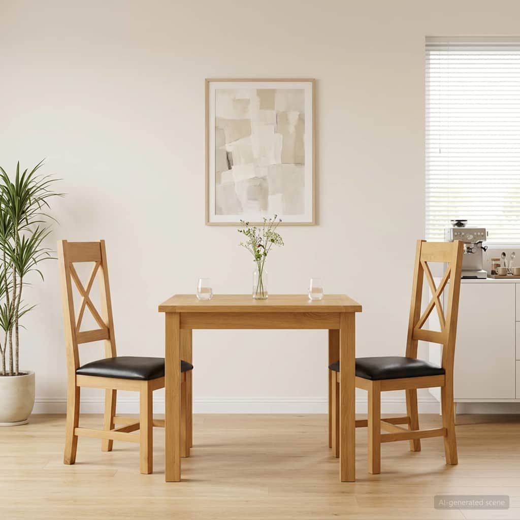 vidaXL Dining Chair 2 pcs Solid Oak Grey 45 x 54 x 105 cm