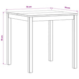 vidaXL Eettafel 75 x 75 x 75,5 cm Massief Eikenhout Naturel Vierkant