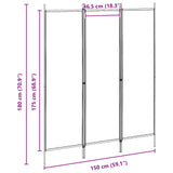 vidaXL Kamerscherm met 3 panelen 150x180 cm wit