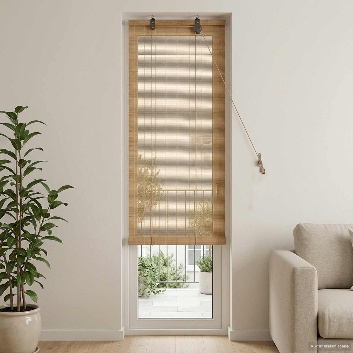vidaXL Rolgordijn met gordijnen Bruin 60 x 160 cm Bamboe