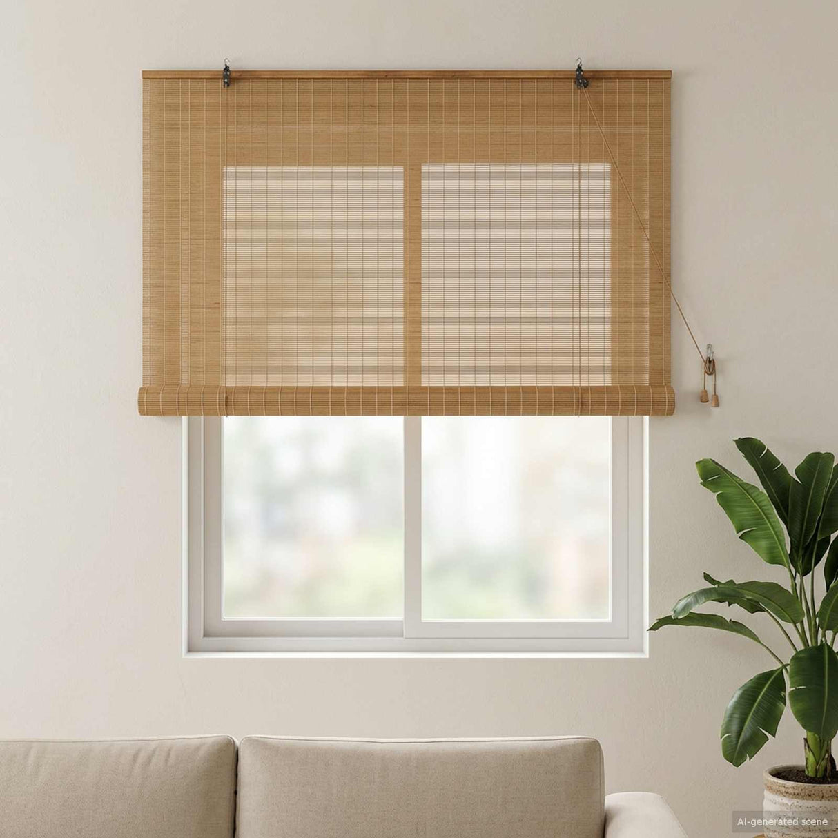 vidaXL Rolgordijn met gordijnen Bruin 60 x 160 cm Bamboe