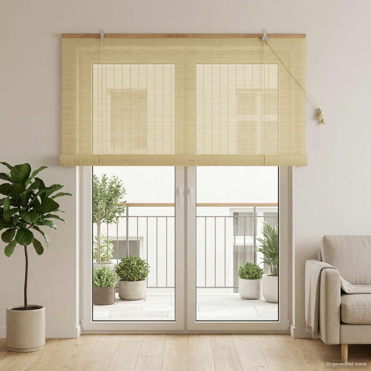 vidaXL Rolgordijn met gordijnen Bruin 60 x 160 cm Bamboe