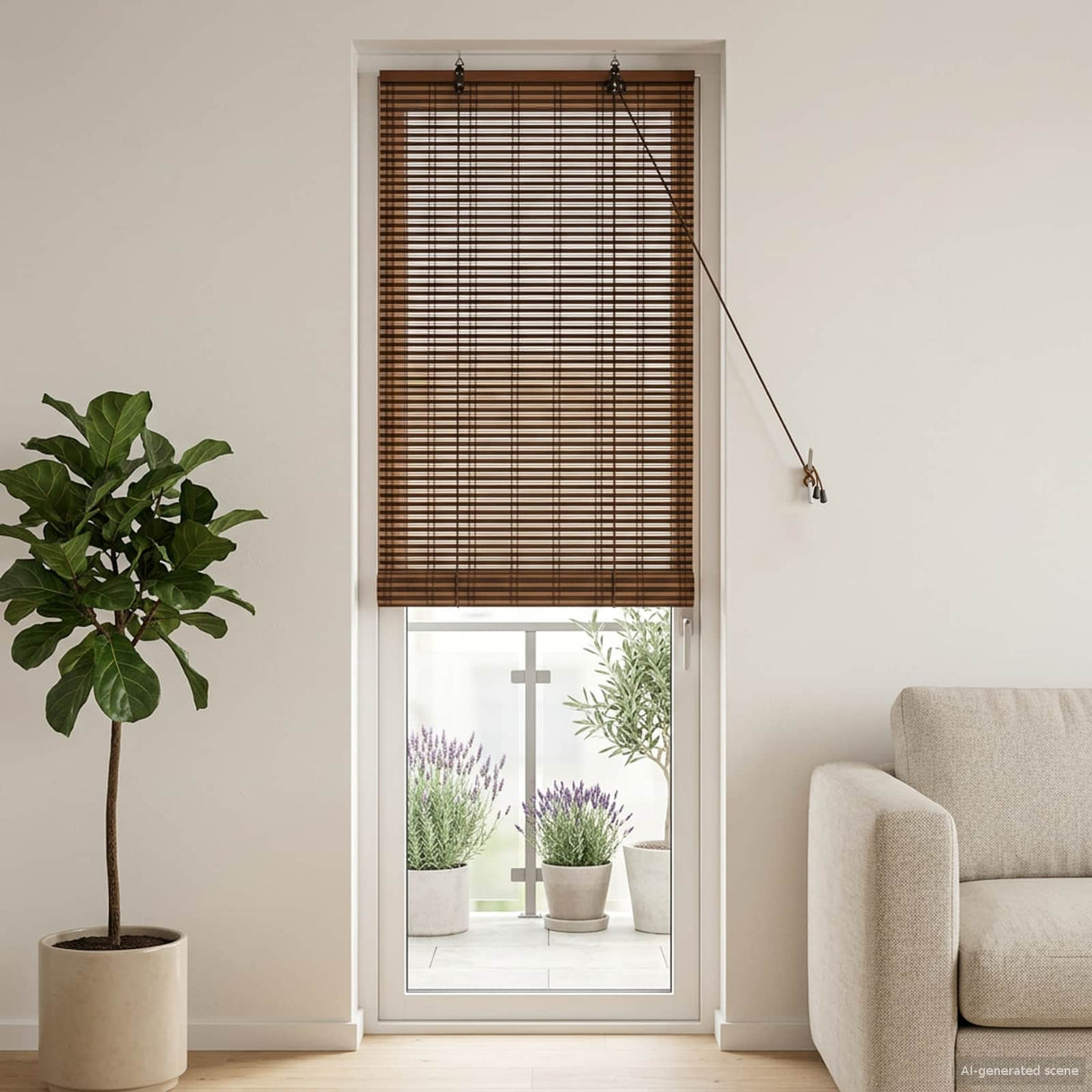 vidaXL Roller Blind with Curtains Brown 60 x 160 cm Bamboo
