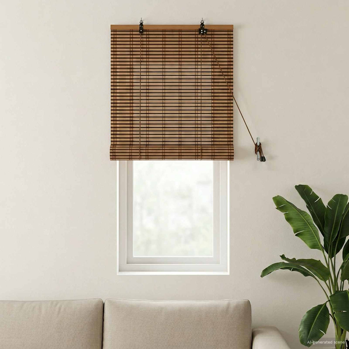 vidaXL Roller Blind with Curtains Brown 60 x 160 cm Bamboo