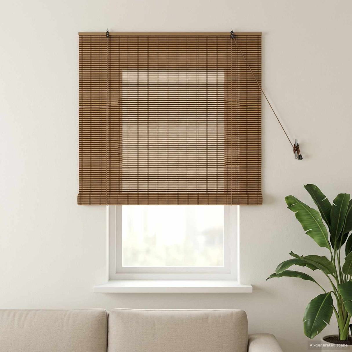 vidaXL Roller Blind with Curtains Brown 60 x 160 cm Bamboo