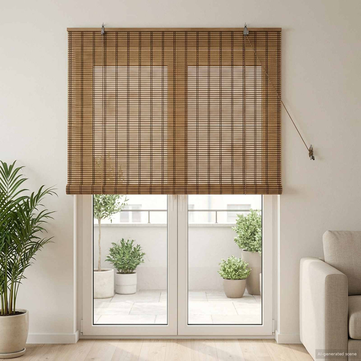 vidaXL Roller Blind with Curtains Brown 60 x 160 cm Bamboo