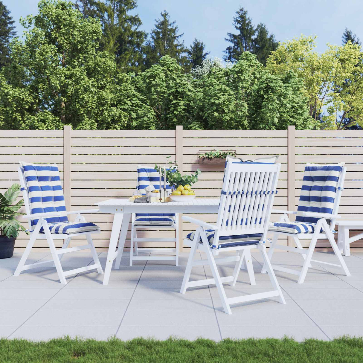 vidaXL Outdoor Cushion 2 pcs Blue and White 120 x 50 x 7 cm Fabric