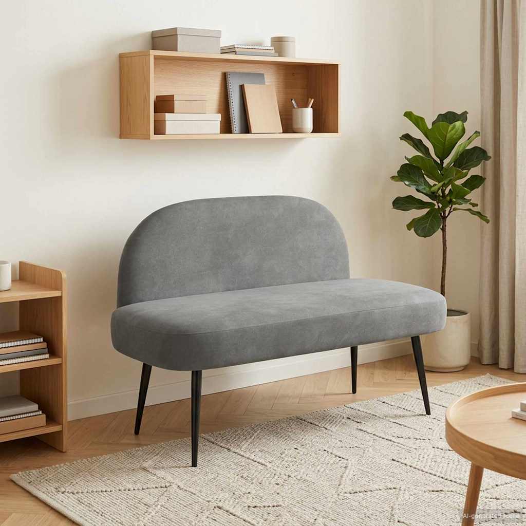 vidaXL Upholstered Bench with Backrest Light Grey 110 x 60 x 76 cm
