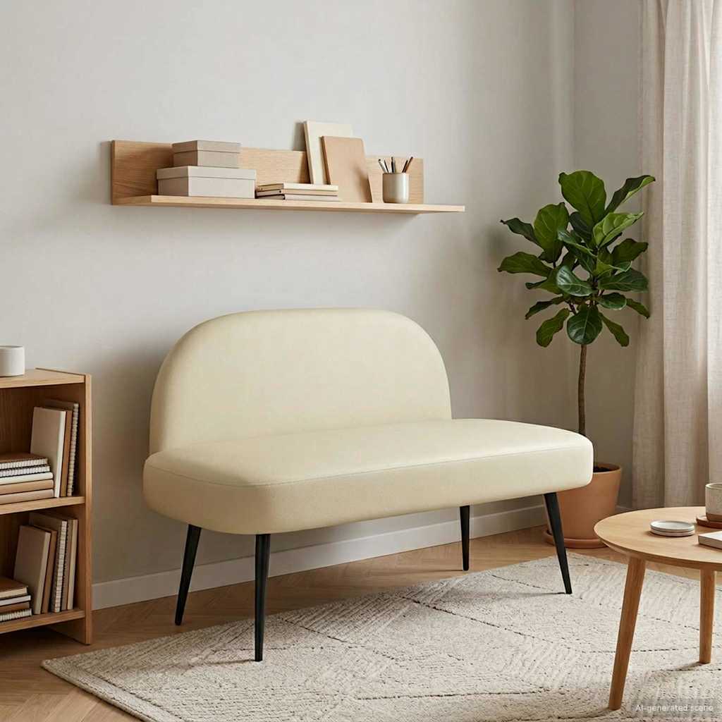 vidaXL Upholstered Bench with Backrest Cream 110 x 60 x 76 cm