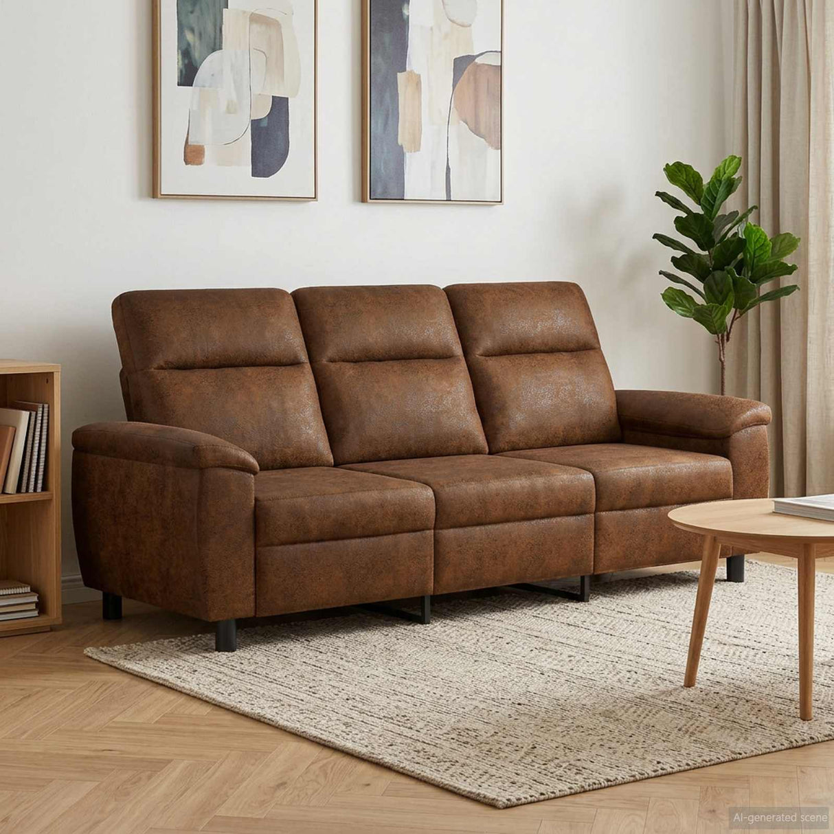 vidaXL Bank Bruin 214 x 90 x 95 cm Kunst Suède Leer