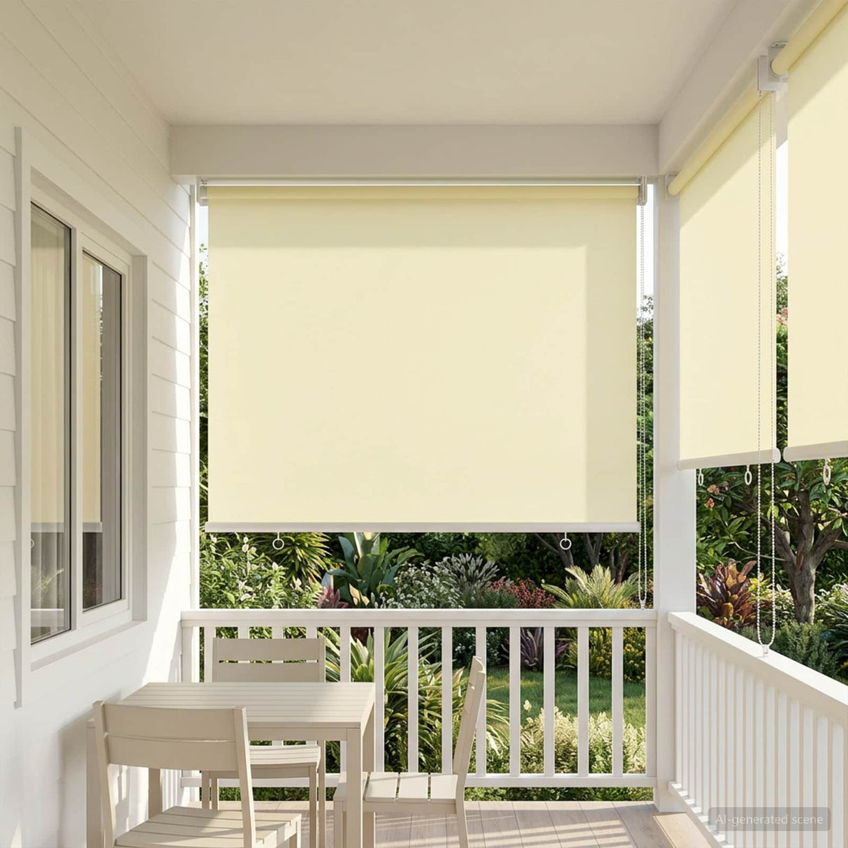 vidaXL Buitenrolgordijn UV-bescherming Crèmekleurig 60 x 140 cm