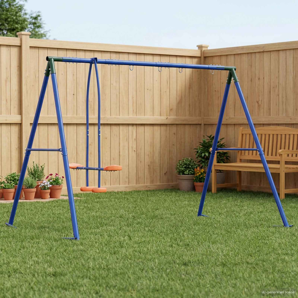vidaXL Buiten schommelframe met glijder voor tot 4 kinderen