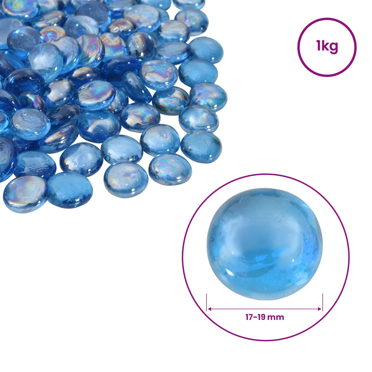 vidaXL Glasnugget 17-19 mm Licht kobaltblauw Glas