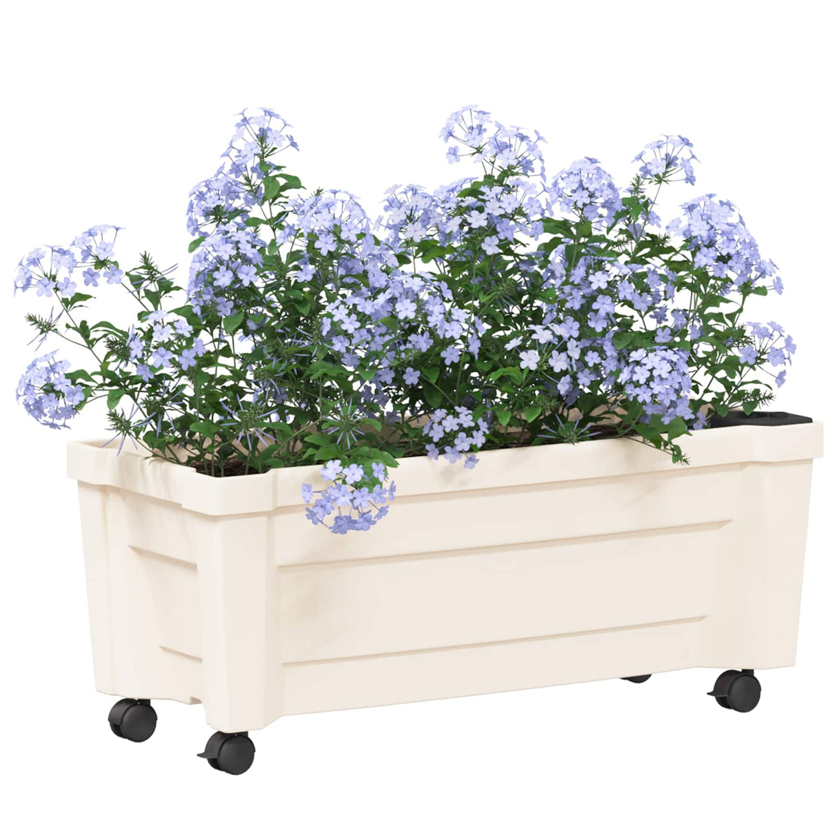 vidaXL Calypso planter met wielen Wit 79 x 35 x 33 cm PP