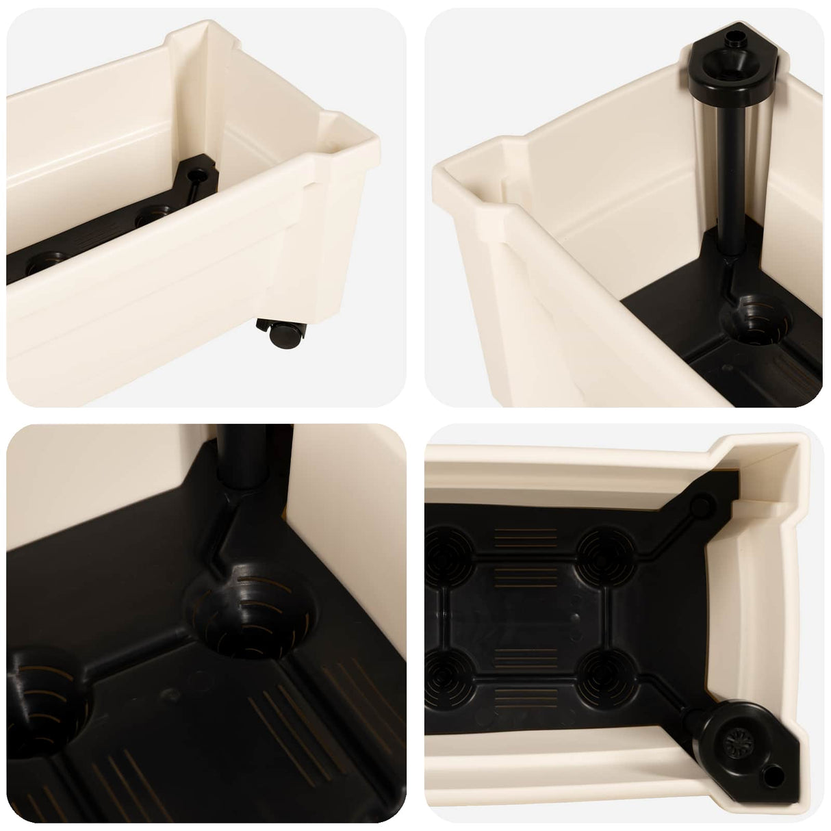 vidaXL Calypso planter met wielen Wit 79 x 35 x 33 cm PP