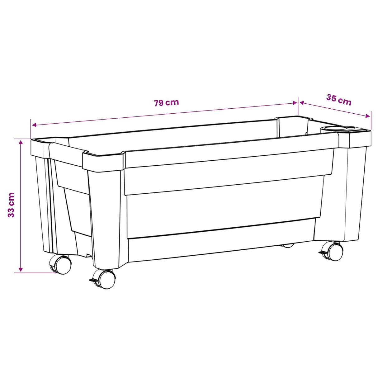 vidaXL Calypso planter met wielen Wit 79 x 35 x 33 cm PP