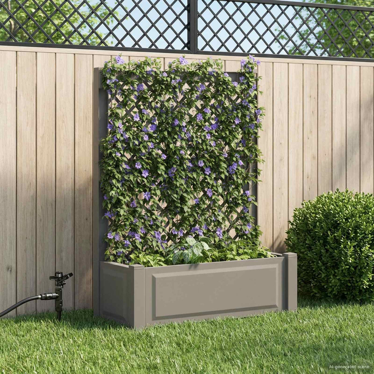 vidaXL Grote plantenbak met trellis Wit 99,5 x 43 x 133,5 cm PP