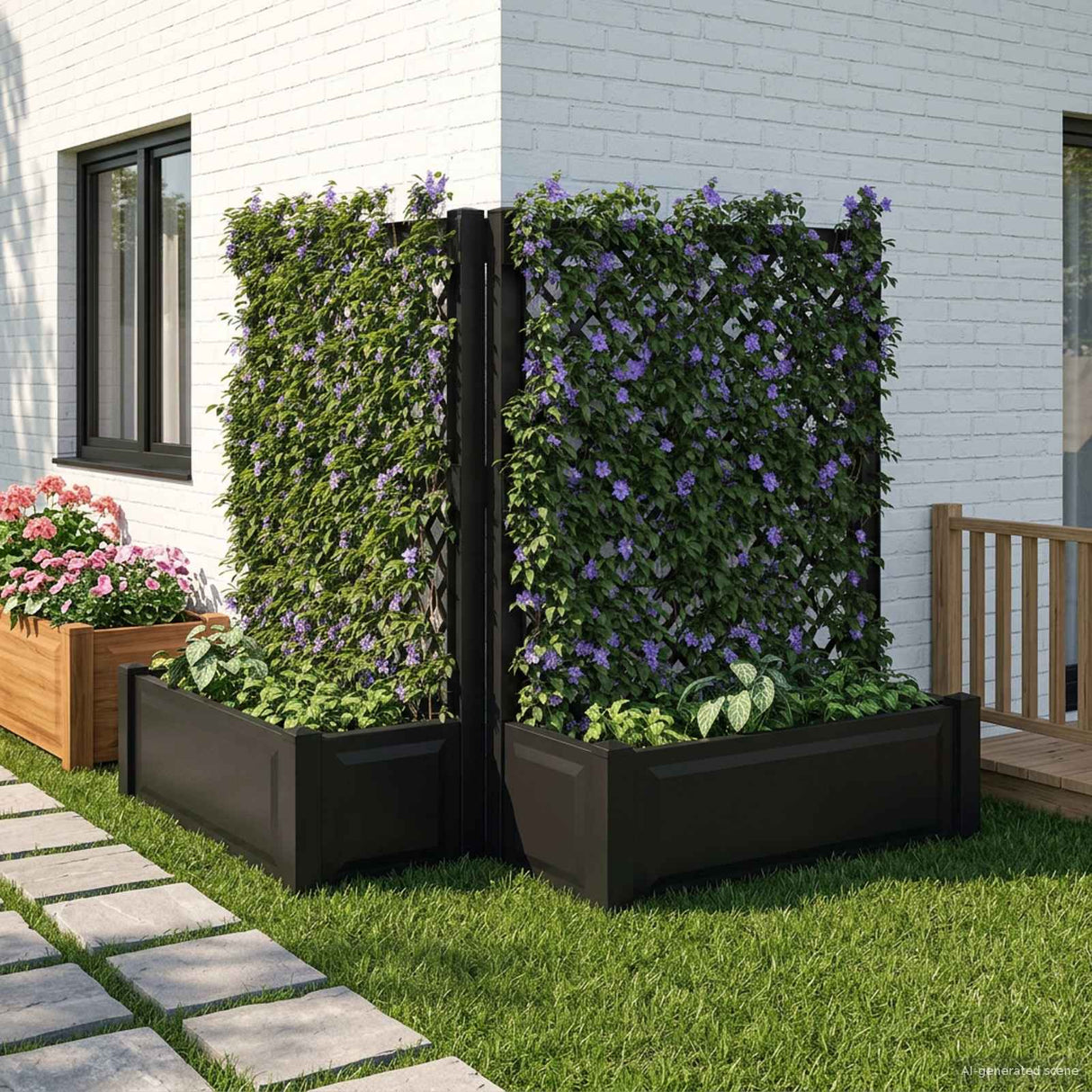 vidaXL Grote plantenbak met trellis Wit 99,5 x 43 x 133,5 cm PP