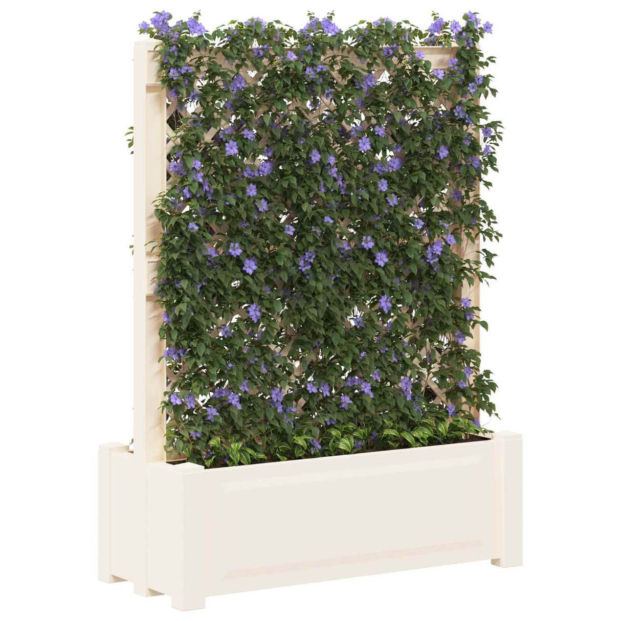 vidaXL Grote plantenbak met trellis Wit 99,5 x 43 x 133,5 PP