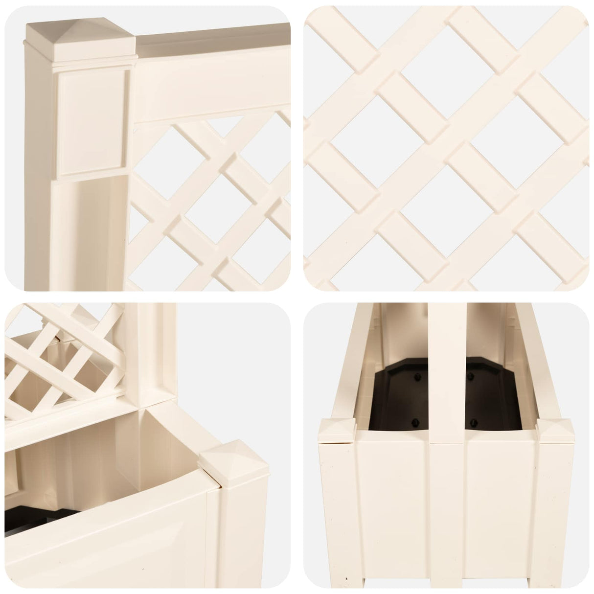 vidaXL Grote plantenbak met trellis Wit 99,5 x 43 x 133,5 PP