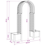 vidaXL Rozenboog met plantenbak Wit 168,5 x 43 x 207 cm PP