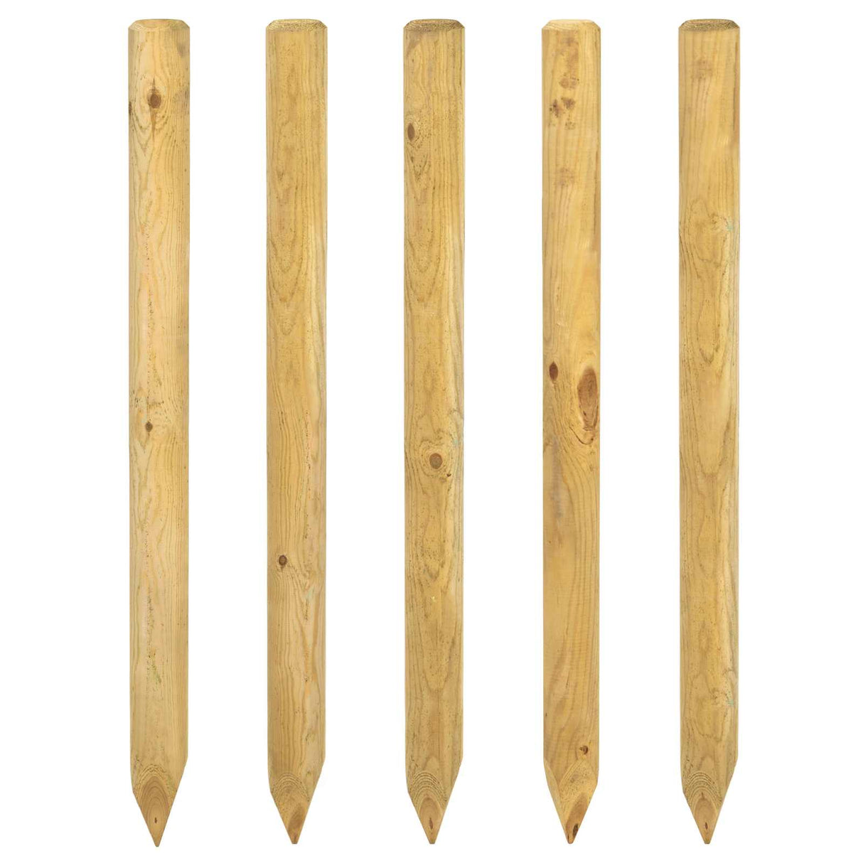 vidaXL Fence Posts 5 st Groen 120 cm Massief grenenhout