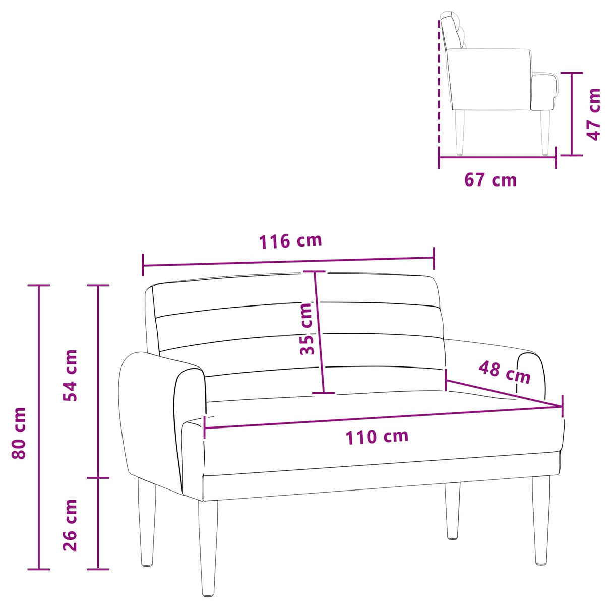 vidaXL Lovingseat met knoopge tuft Lichtgrijs 116 x 67 x 80 cm Stof
