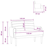 vidaXL Lovingseat met knoopge tuft Lichtgrijs 116 x 67 x 80 cm Stof