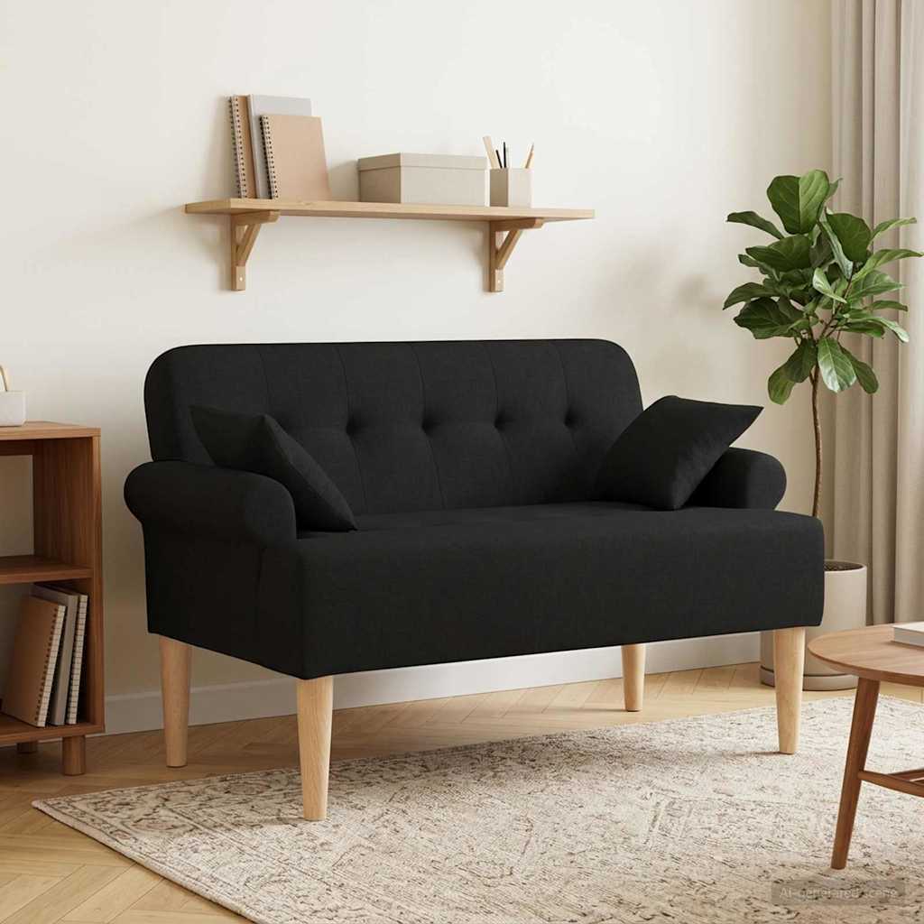 vidaXL Lovingseat met knoopge tuft Zwart 120 x 65 x 79 cm Stof