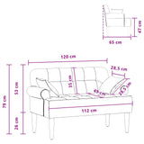 vidaXL Lovingseat met knoopge tuft Zwart 120 x 65 x 79 cm Stof