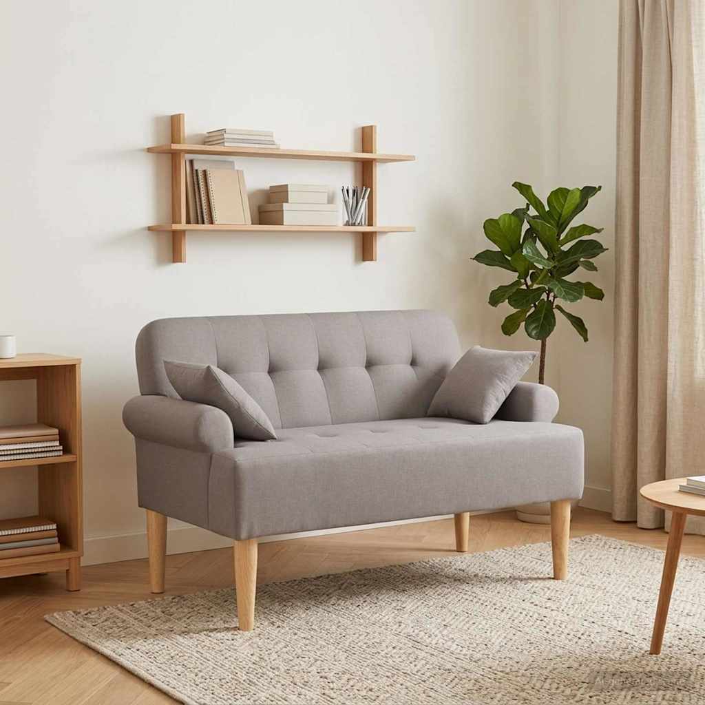 vidaXL Lovingseat met knoopge tuft Zwart 120 x 65 x 79 cm Stof