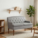 vidaXL Loveseat with Tufted Buttons Light Grey 111 x 65 x 79 cm Velvet