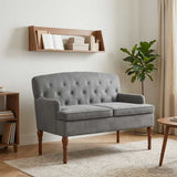 vidaXL Loveseat with Tufted Buttons Light Grey 111 x 65 x 79 cm Velvet