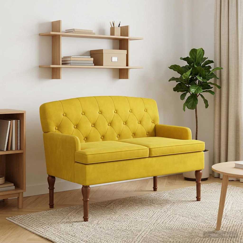 vidaXL Loveseat with Tufted Buttons Light Grey 111 x 65 x 79 cm Velvet