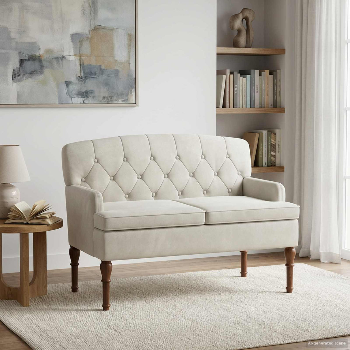 vidaXL Loveseat with Tufted Buttons Light Grey 111 x 65 x 79 cm Velvet