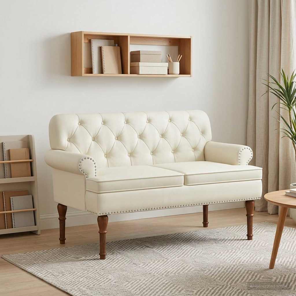 vidaXL Lovingseat met knoopge tuft Zwart 120 x 65 x 77 cm Kunstleer