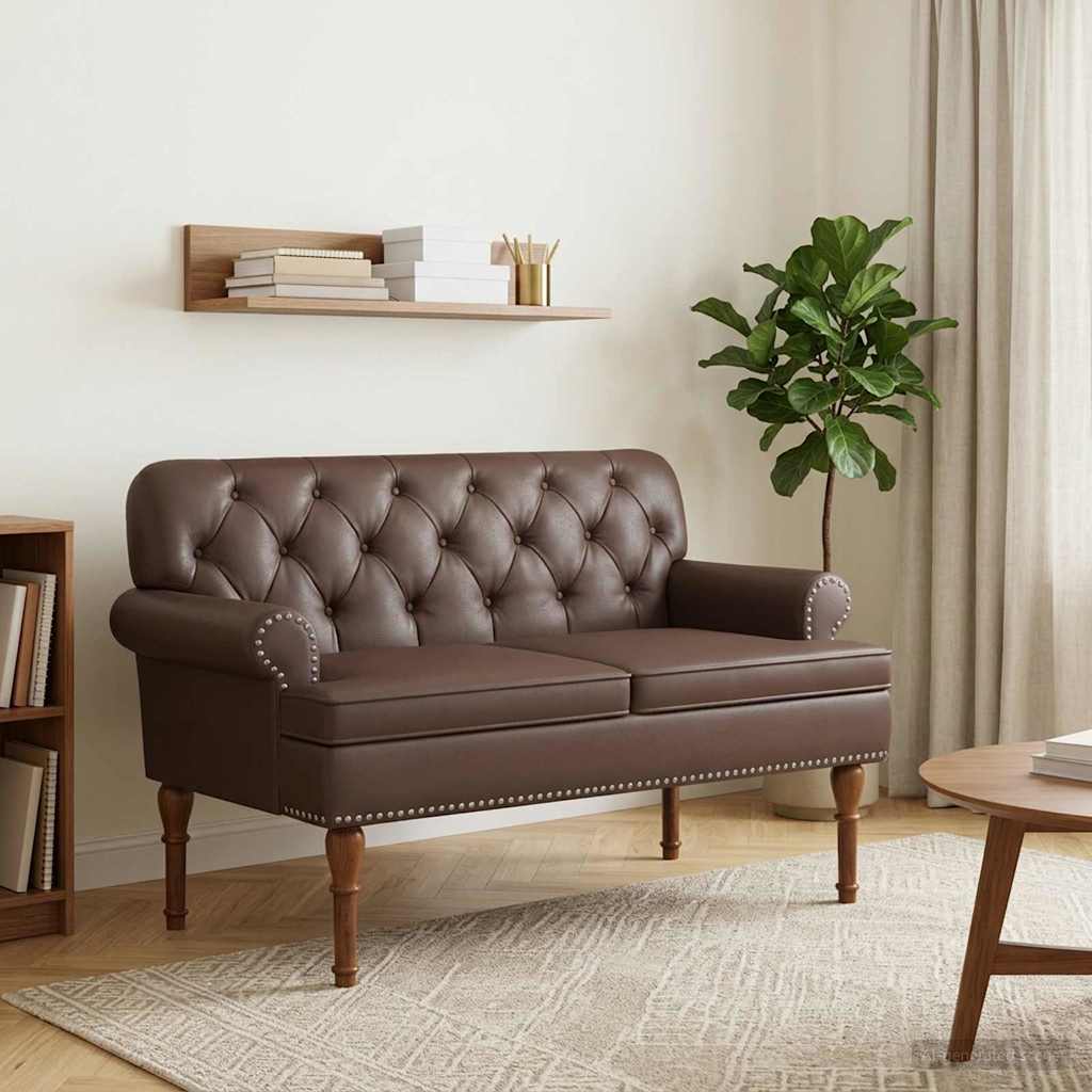 vidaXL Lovingseat met knoopge tuft Zwart 120 x 65 x 77 cm Kunstleer