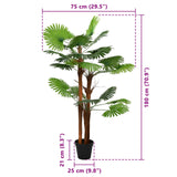 vidaXL Kunstmatige Fan Palmboom Groen 75 x 25 x 180 cm Stof en Bamboe