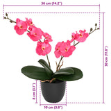 vidaXL Artificial Orchid Plant Red 36 x 10 x 30 cm Fabric, PE and PEVA