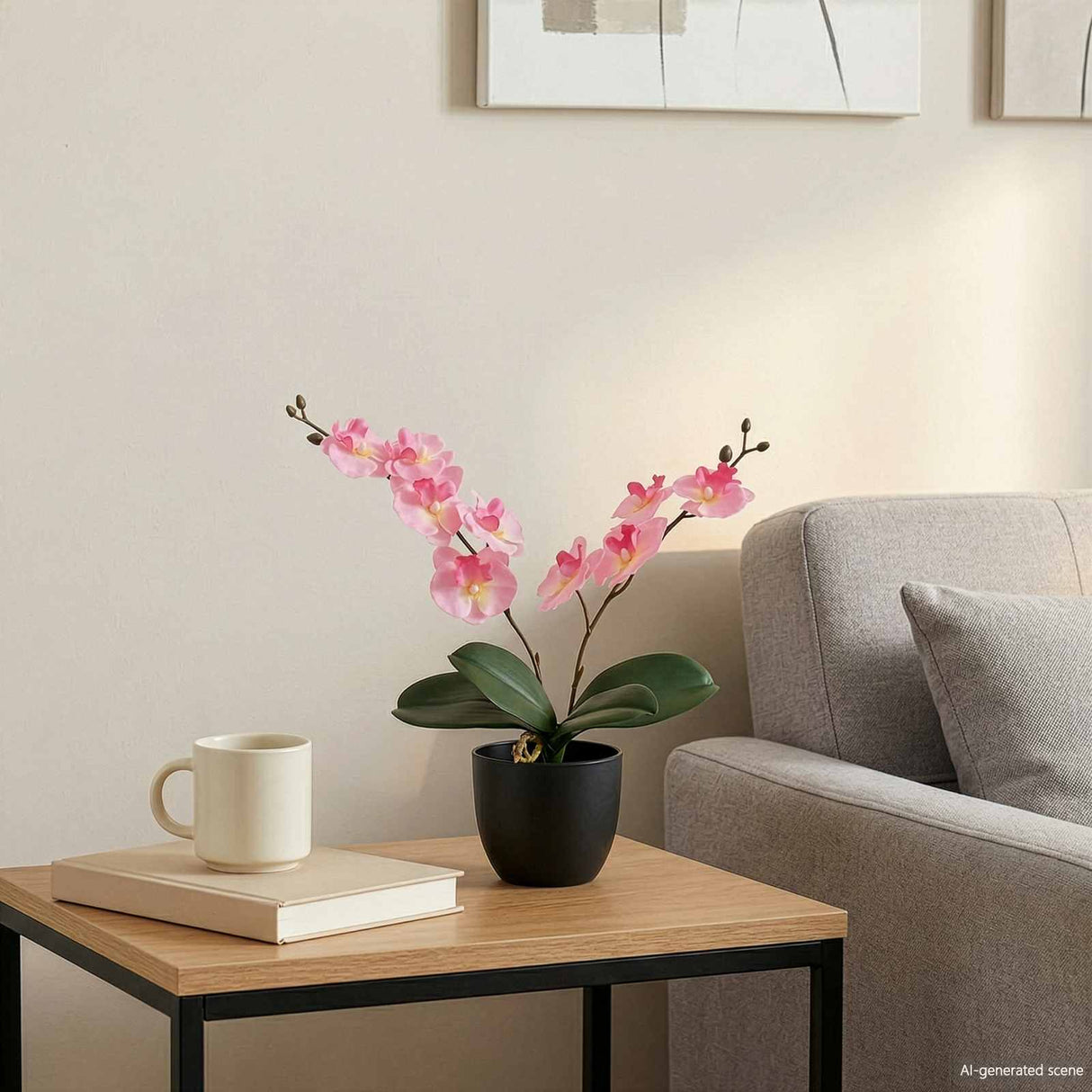 vidaXL Artificial Orchid Plant Red 36 x 10 x 30 cm Fabric, PE and PEVA