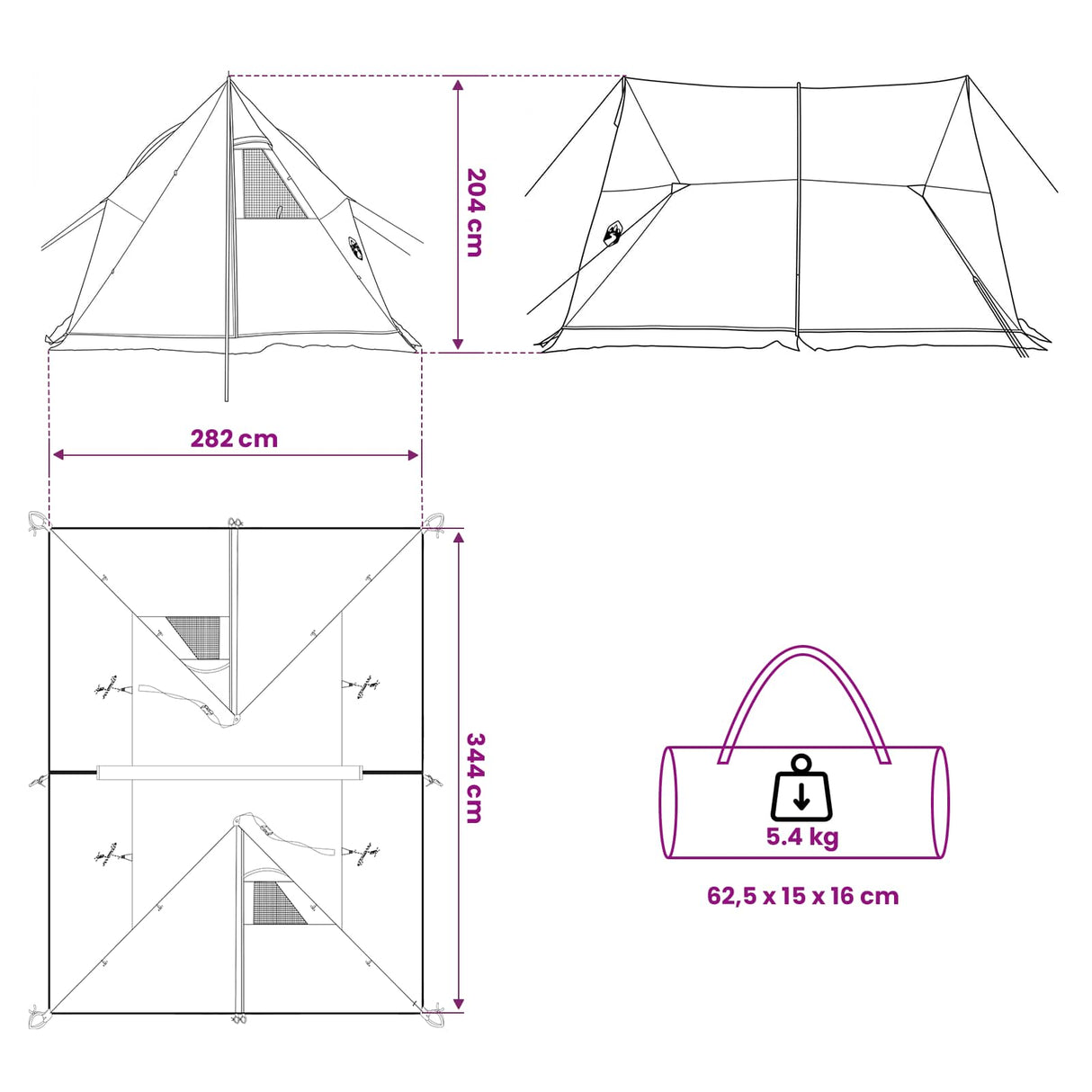 vidaXL Tent with Waterproof Tarp -person Green