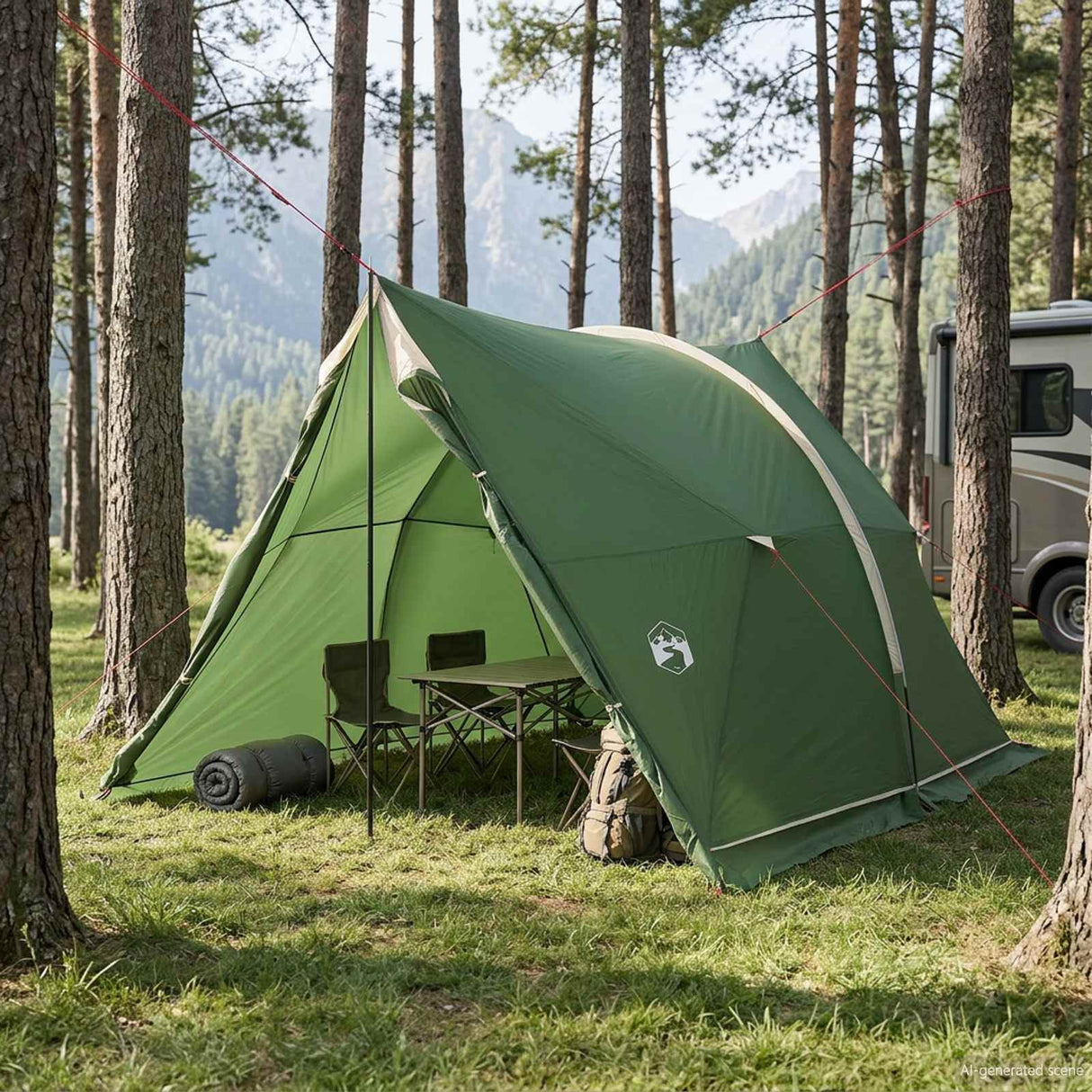 vidaXL Tent with Waterproof Tarp -person Green