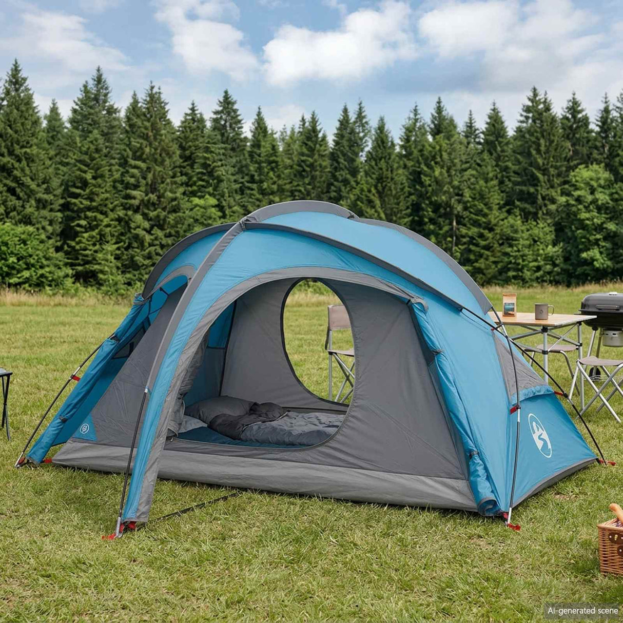 vidaXL Trekkingtent met regenkap, waterbestendig 2-persoons Groen