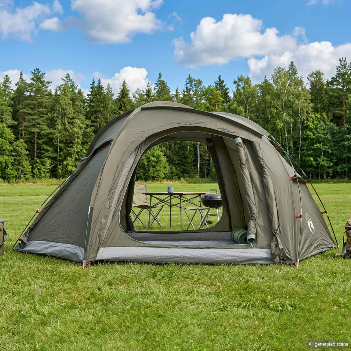 vidaXL Trekkingtent met regenkap, waterbestendig 2-persoons Groen