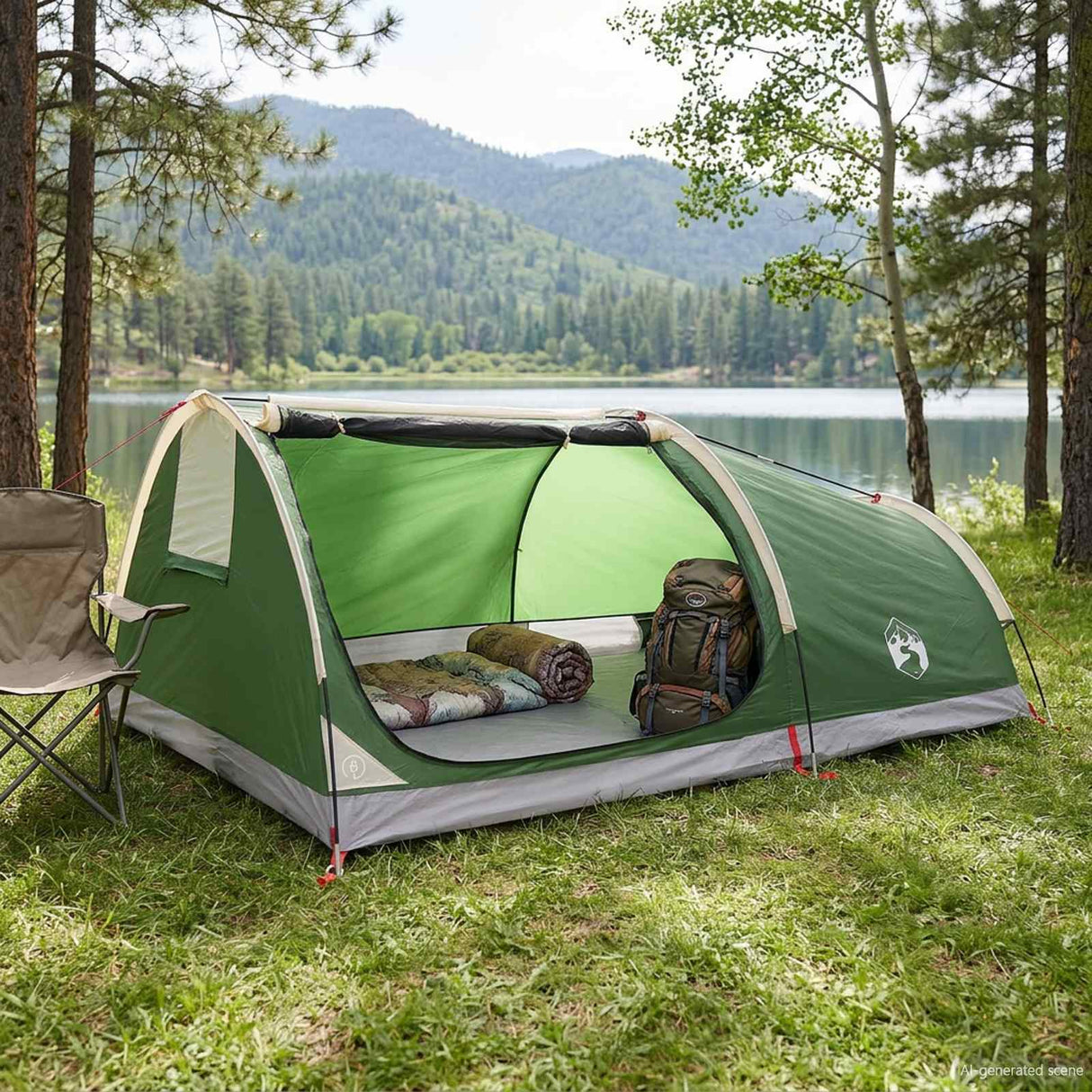 vidaXL Hiking Tent Waterproof 1-person 1-Person Green