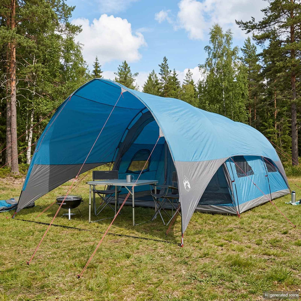 vidaXL Tunnel Tent with Waterproof Rainfly 10-Person Green