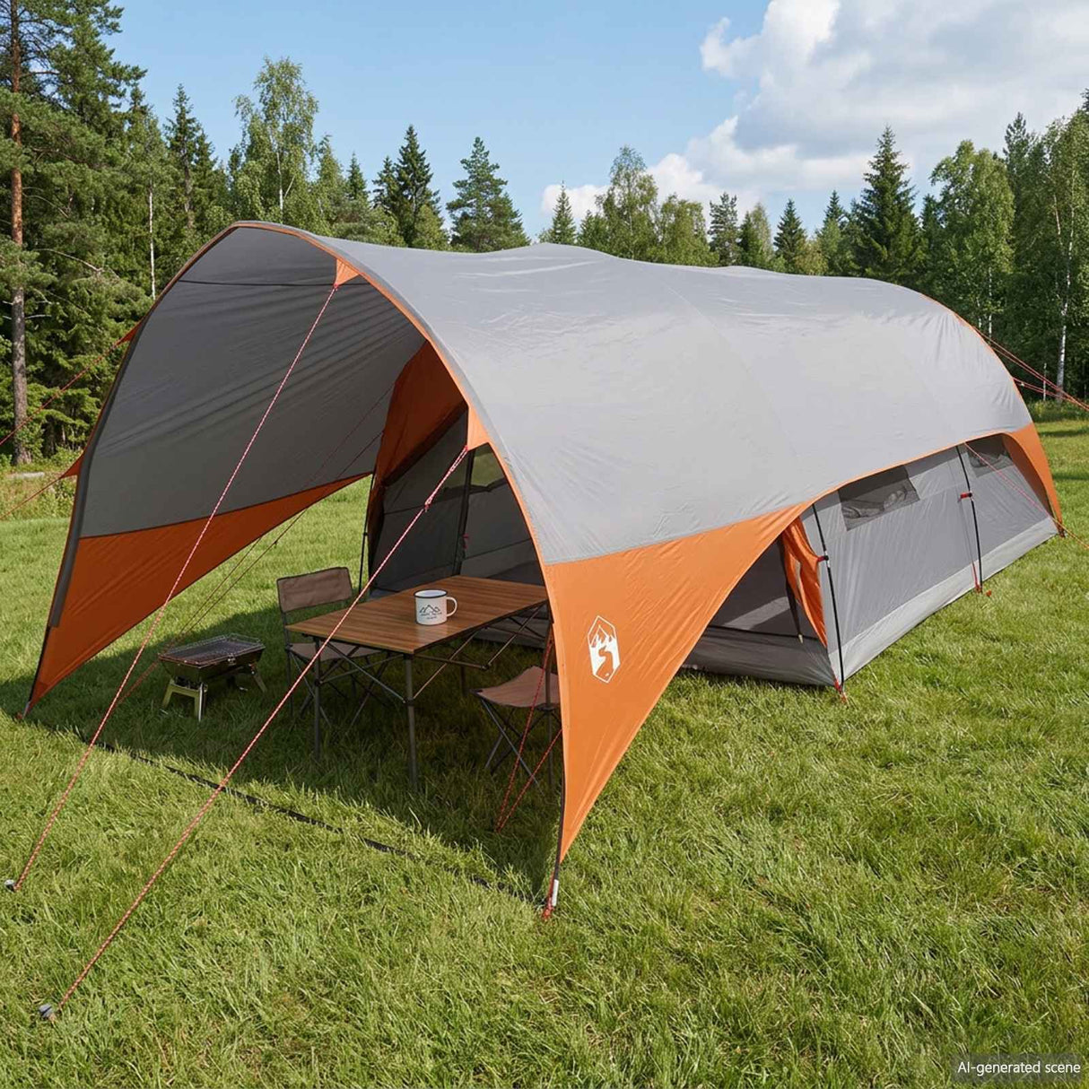 vidaXL Tunnel Tent with Waterproof Rainfly 10-Person Green