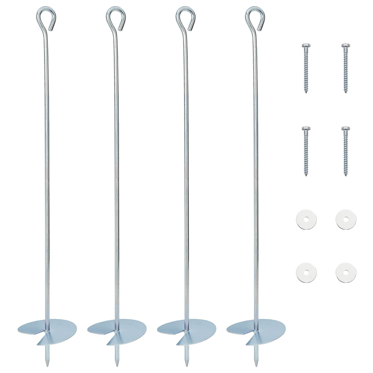 vidaXL Aardanker 4 pcs Zilverkleurig Ø10 x 60 cm Gegalvaniseerd Metaal