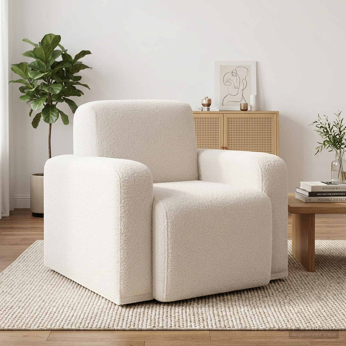 vidaXL Armchair Light Grey Bouclé