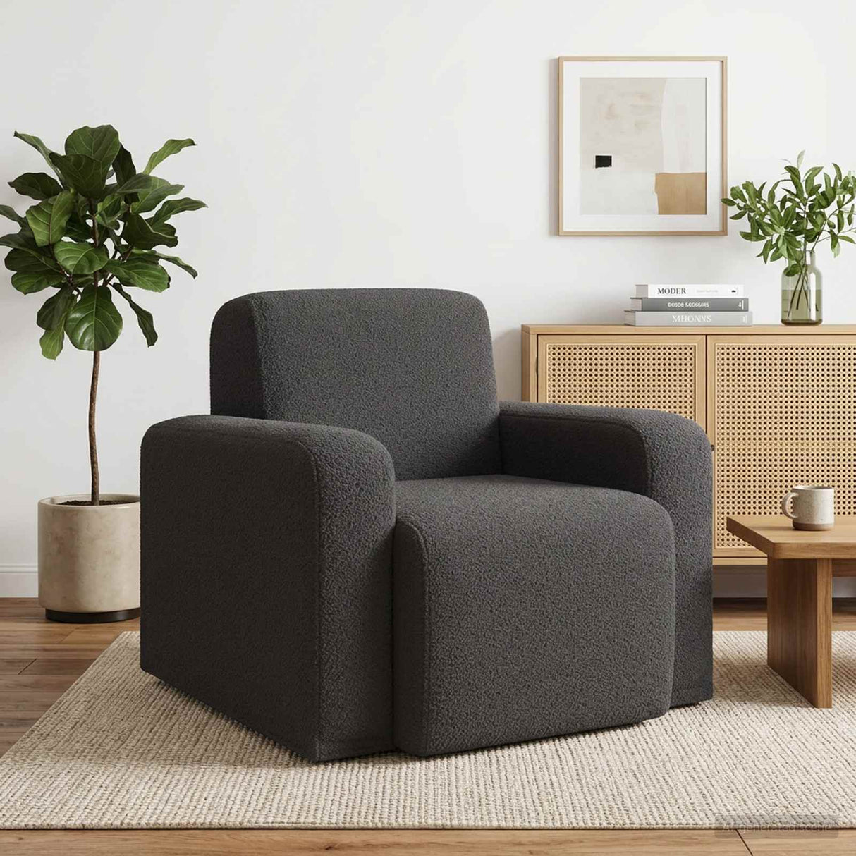 vidaXL Armchair Light Grey Bouclé